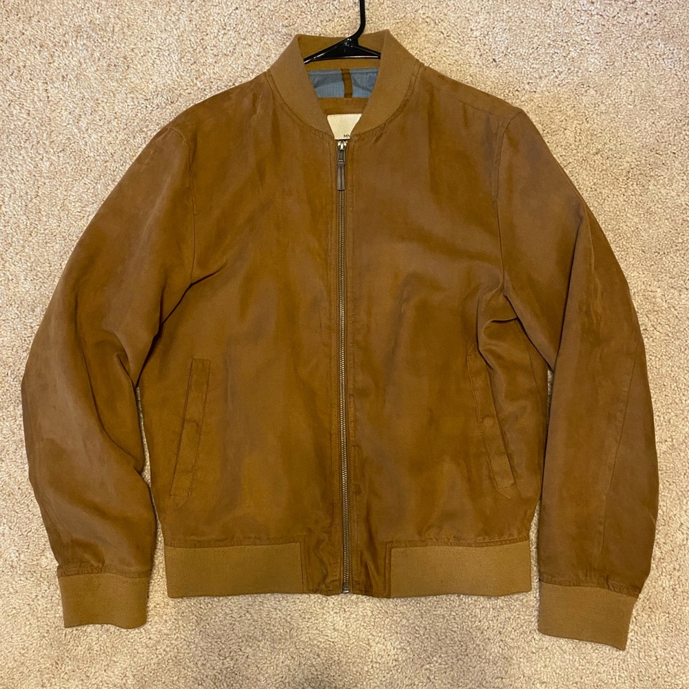 Mango Man Chestnut Suede Bomber Jacket